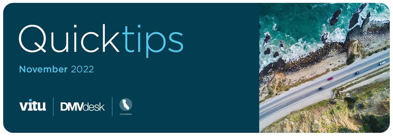 DMVdesk Quick Tips, November 2022