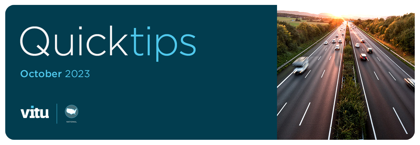 Vitu QuickTips, October 2023