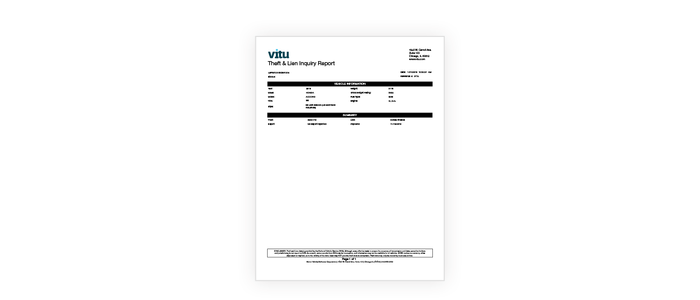 Theft and Lien Report