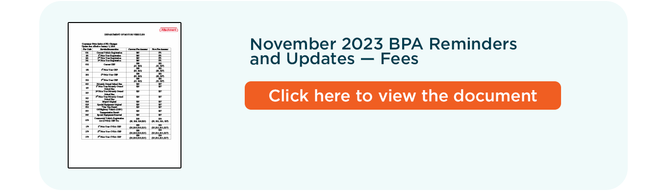 November 2023 BPA Reminders and Updates — Fees
