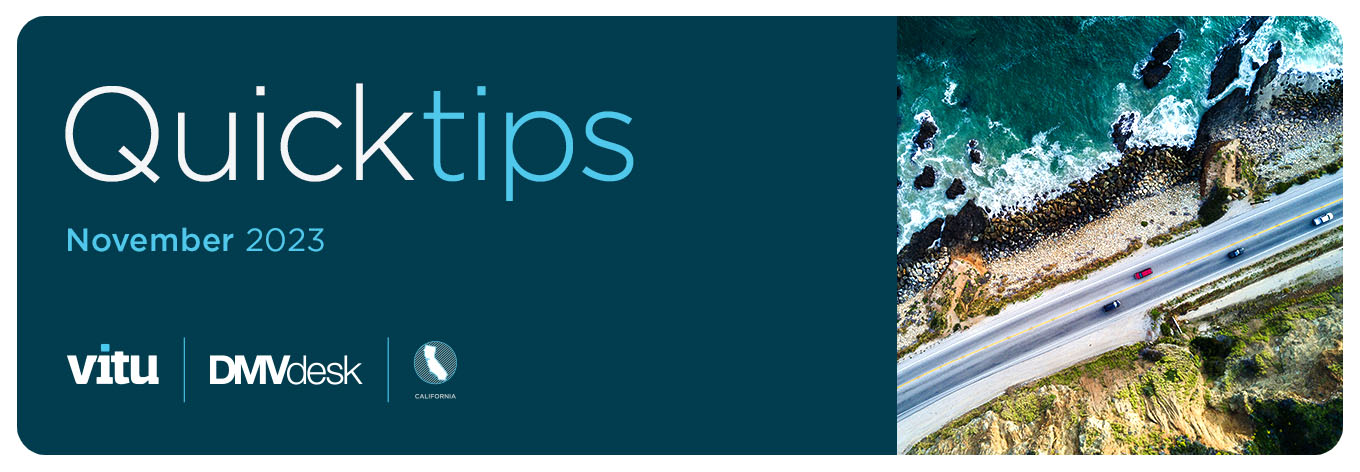 DMVdesk Quick Tips, November 2023