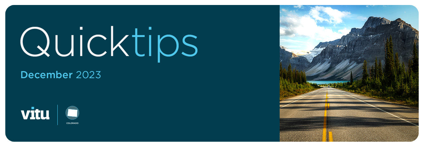 Vitu CO Quick Tips, December 2023