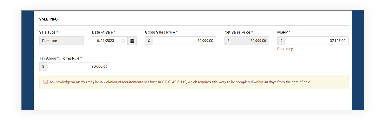 C.R.S. 42-6-112 acknowledgement