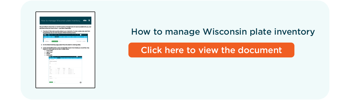 How to manage Wisconsin plate inventory