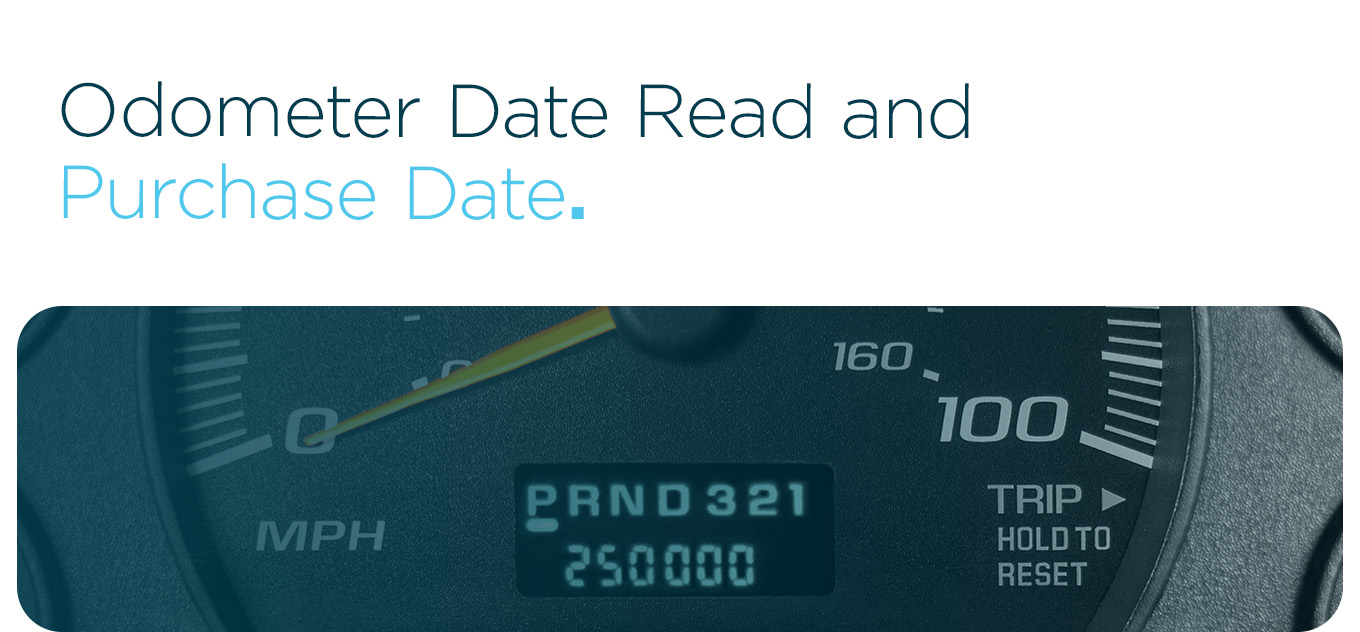 Odometer Date Read and Purchase Date.
