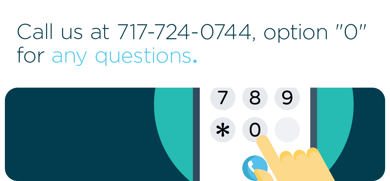 Call us at 717-724-0744, option ''0'' for any questions.