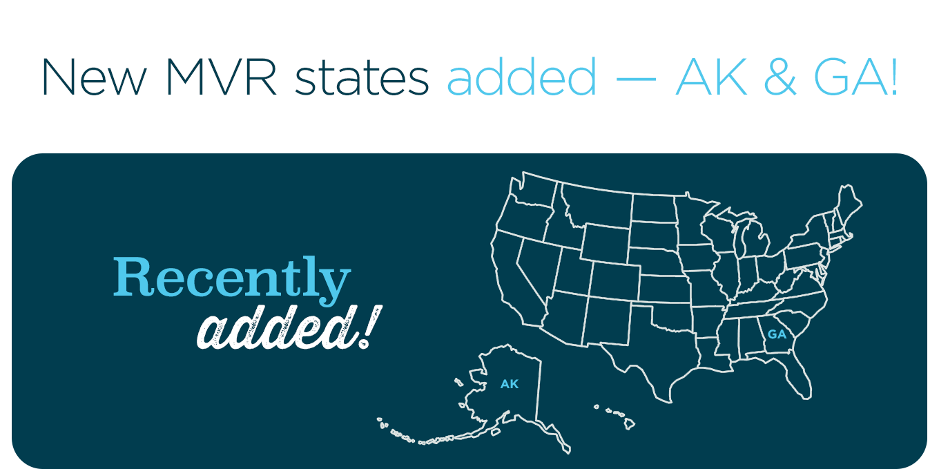 New MVR states added — AK & GA!